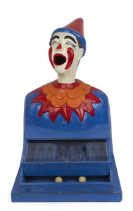 A vintage Australian fairground "Laughing Clown", early-to-mid 20th century, 82cm high. 48cm wide, 52cm deep