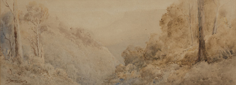 ROBERT SIDNEY COCKS (1866 - 1939), (Bush landscape), watercolour, signed lower left, ​inscribed "171" lower right, 19 x 50cm.