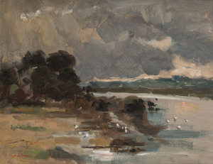 SHIRLEY BOURNE (1924-2006), (Coastal Landscape), oil on board, signed lower left,