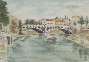 PHILIP LUTON (1926-1996), Bridge over the Yarra, watercolour, signed lower right, 25 x 35cm.