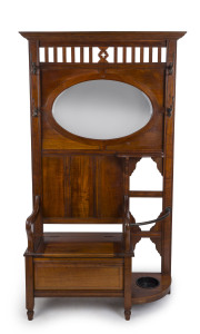 ROJO Australian Arts & Crafts blackwood hallstand, early 20th century, 204cm high, 117cm wide, 39cm deep