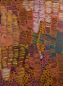 MINNIE PWERLE (1922 - 2006) Bush Melon Body Paint, 2004, Acrylic on canvas, with AGA#8216 verso, 170 x 125cm. With AGA Certificate, provenance and condition report.