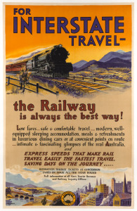 PERCIVAL ALBERT TROMPF (1902 - 1964) For Interstate travel - the Railway is always the best way! colour lithographic poster, c1935 by Posters Ltd., for Australian Railways, signed in the plate lower left.