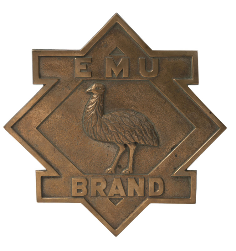 EMU BRAND architectural bronze plaque, early 20th century, ​31 x 31 cm