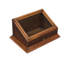 An antique Australian slope top display box, cedar and huon pine, Tasmanian origin, 19th century, 15cm high, 26cm wide, 18cm deep
