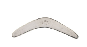 An Australian silver boomerang letter opener, circa 1910, stamped "Britannic, Sterling Silver", ​13.5cm wide, 45 grams