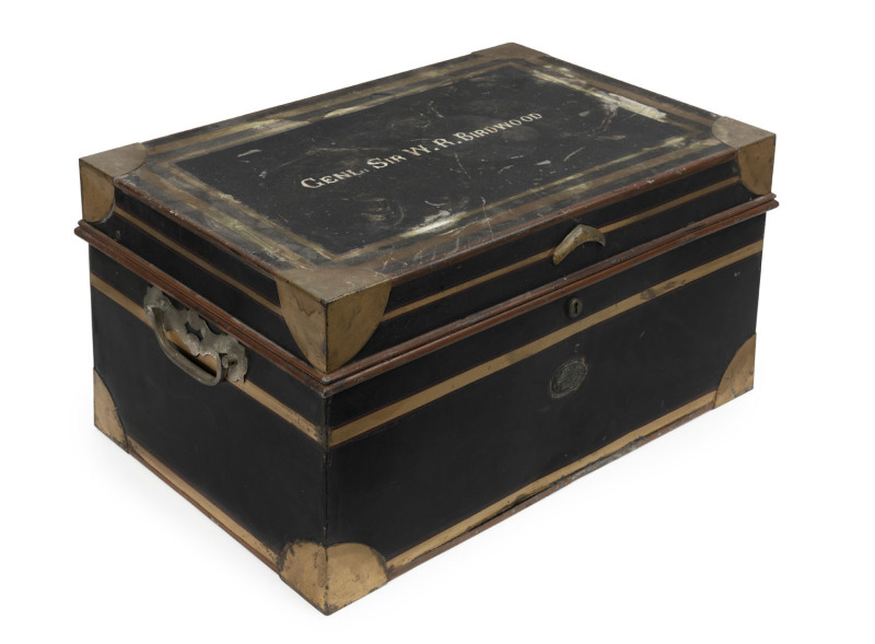 GENERAL SIR W. R. BIRDWOOD (1865 - 1951) WW1 period campaign trunk, painted metal with lift-out tray and compartments, the General's name painted on the top surface, 27.5cm high, 55cm high, 37cm deep. PROVENANCE: Private collection, Florida, U.S.A.