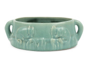 MELROSE WARE "Possum" green glazed pottery trough, stamped "Melrose Ware, Australian, ​11.5cm high, 35cm wide