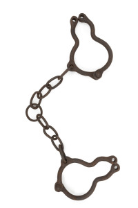 TOP IRONS used as extra punishment over conventional leg irons hence the term "double ironed, 19th century, 62cm wide