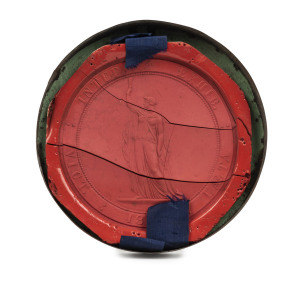 CHARLES SUMMERS antique wax seal for the Victorian International Exhibition, 1862, 11.5cm wide