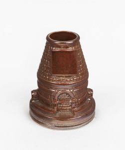 BENDIGO POTTERY kiln ashtray with brown lustre glaze, 20th century, oval Epsom factory mark to base, 11.5cm high, 9cm diameter