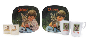 "SKIPPY THE BUSH KANGAROO" two plastic souvenir plates, two mugs and two tie clips (6 items), circa 1970