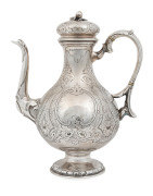 HENRY STEINER impressive Australian silver coffee pot, Adelaide, South Australian origin, circa 1870, stamped "H. STEINER, ADELAIDE" with additional pictorial marks, ​30.5cm high.