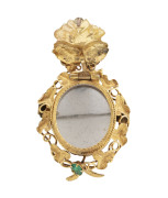 A Colonial brooch with flying bird, vine leaves and green stone, tests high carat gold, most likely Victorian goldfields origin, circa 1865, ​4cm high, 9.1 grams - 2