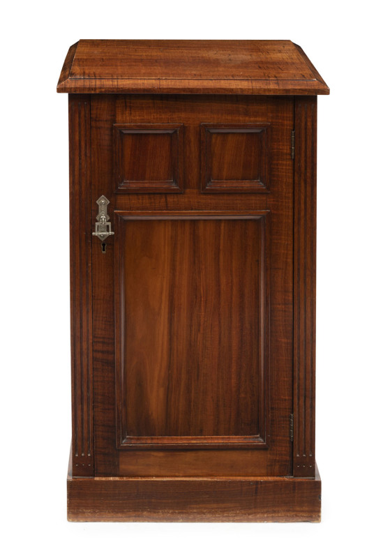 DAME NELLIE MELBA INTEREST: A fine Australian pot cabinet, solid fiddleback blackwood throughout, late 19th century. Note: This piece originally belonged to a suite of bedroom furniture which resided in Melba's Fitzroy apartment, Melbourne. 76cm high, 52c