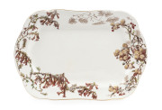 DOULTON BURSLEM "Wattle" pattern meat platter with coloured decoration, circa 1892, factory mark to base, 36cm wide