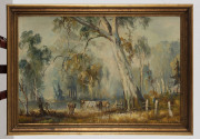 Artist Unknown (Cows grazing), oil on board, - 2