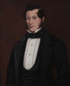 WILLIAM BUELOW GOULD, Attributed, (Portrait of a Gentleman, Believed to Be John Brundell in Hobart Town) , c1850, oil on canvas, 76 x 62cm.