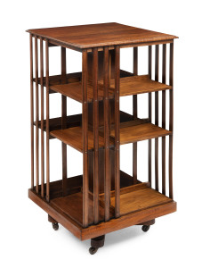 An Australian revolving bookstand, blackwood and kauri pine, late 19th century, 98cm high, 54cm wide, 55cm deep