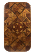 An unusual Australian folk art kitchen table, mountain ash and kauri pine with marquetry specimen wood inlaid top including cedar, blackwood, elm, ash etc., circa 1930, ​75cm high, 145cm wide, 81cm deep - 2