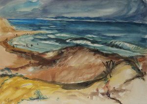 ULDIS ABOLINS (1923 - 2010) Beach scene, watercolour, initialled and dated '60 lower left,