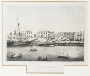 FRANCOIS COGNE (1829 - 1883), Queens Wharf, (Yarra Yarra 1864), from "The Melbourne Album" printed by Charles Troedel, ​27 x 37cm.