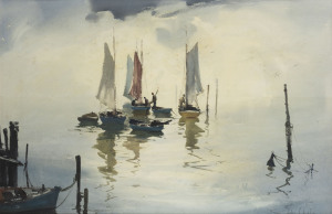 JOHN SAMUEL LOXTON (1903-1969), Sails in the evening, watercolour, signed lower right "John S. Loxton", 64 x 98cm