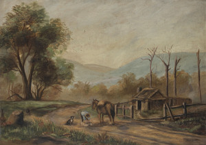 R. HEFFRON On a bush track, oil on canvas, circa 1930s, signed lower right, 67.5 x 92.5cm.