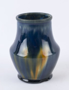 McHUGH pottery vase with blue and yellow glaze, incised "H. McHugh, Tasmania, 1935", ​12cm high