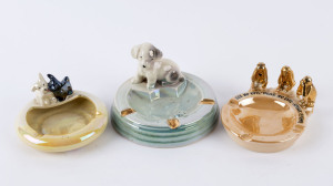 WEMBLEY WARE: Three animal ashtrays, factory and impressed marks to bases, ​the largest 13.5cm wide