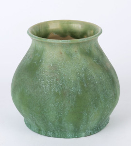DELME THORPE green glazed pottery vase, incised signature to base, 13cm high