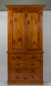 A gentleman's press on chest, huon pine, early 20th century, 214cm high, 99cm wide, 40cm deep