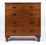 An antique Australian cedar chest of five drawers with Baltic and kauri pine secondary timbers, 19th century, 106cm high, 99cm wide, 52cm deep