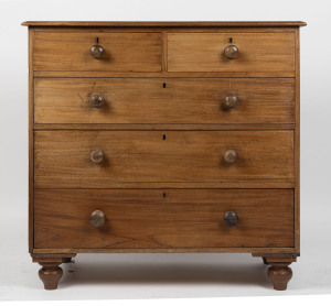 An antique Australian cedar chest of five drawers, circa 1860, 108cm high, 112cm wide, 55cm deep