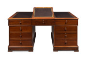 An antique Australian cedar partners desk with tooled leather adjustable top, circa 1885, ​77cm high, 167cm wide, 111cm deep - 2