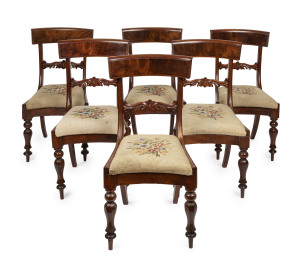 Set of six early Australian spade back dining chairs, cedar and blackwood, Tasmanian origin, circa 1840.