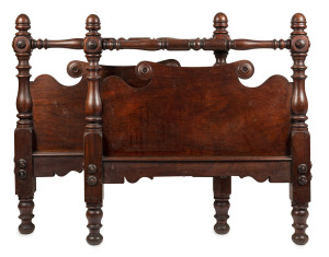 A Colonial cedar three quarter double bed, Tasmanian origin, circa 1845, 136cm high, 133cm wide, 205cm long