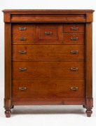 An antique huon pine chest of eight drawers, late 19th century, missing columns, later polish, ​144cm high, 121cm wide, 57cm deep