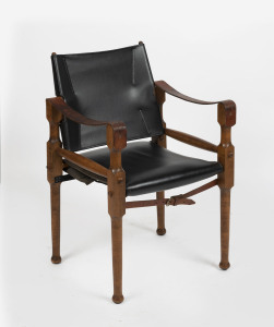 A vintage Safari chair stamped "Michael Hirst, Melbourne, Australia", 20th century, 80cm high, 53cm across the arms