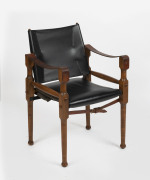 A vintage Safari chair stamped "Michael Hirst, Melbourne, Australia", 20th century, ​80cm high, 53cm across the arms