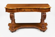 An antique Australian hall table, huon and kauri pine, circa 1880, 77cm high, 140cm wide, 66cm deep