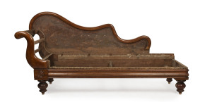 An antique Australian cedar and pine chaise longue, barn find condition ready for restoration, 19th century, 85cm high, 205cm wide, 65cm deep