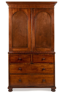 HILL & SONS of Sydney antique Australian cedar press on chest, mid 19th century, (missing slides), 236cm high, 137cm wide, 64cm deep