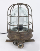 A vintage brass and glass marine lamp, (converted to electric), early 20th century, ​29cm high - 2