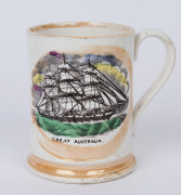 "GREAT AUSTRALIA" Staffordshire English porcelain tankard with frog interior, circa 1850, ​12.5cm high, 13.5cm wide - 2