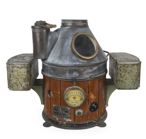 A vintage ship's binnacle with compass,19th century, 57cm high, 71cm wide, 40cm deep