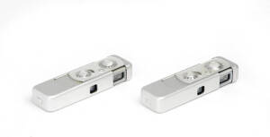 MINOX (Germany): Minox III-S sub-miniature cameras, 1955-56, [#74251 - feet] & [#86938 - metric], both in leather cases with chains.