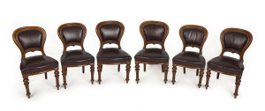 ALTMANN & LINDSAY (Flinders Lane, Melbourne) set of six Australian cedar chairs with later leather upholstery, circa 1860s, 88cm high, 49cm wide