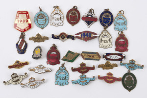 Royal Agricultural Society of NSW, members badges and fobs, with items for 1930 to 1940 plus various Royal National Association badges and fobs between 1926 to 1965 and one later. An attractive range. (29 items).