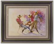 BETTE HAYS (1922 - 2004) Stockmen, acrylic on board, signed lower right, - 2